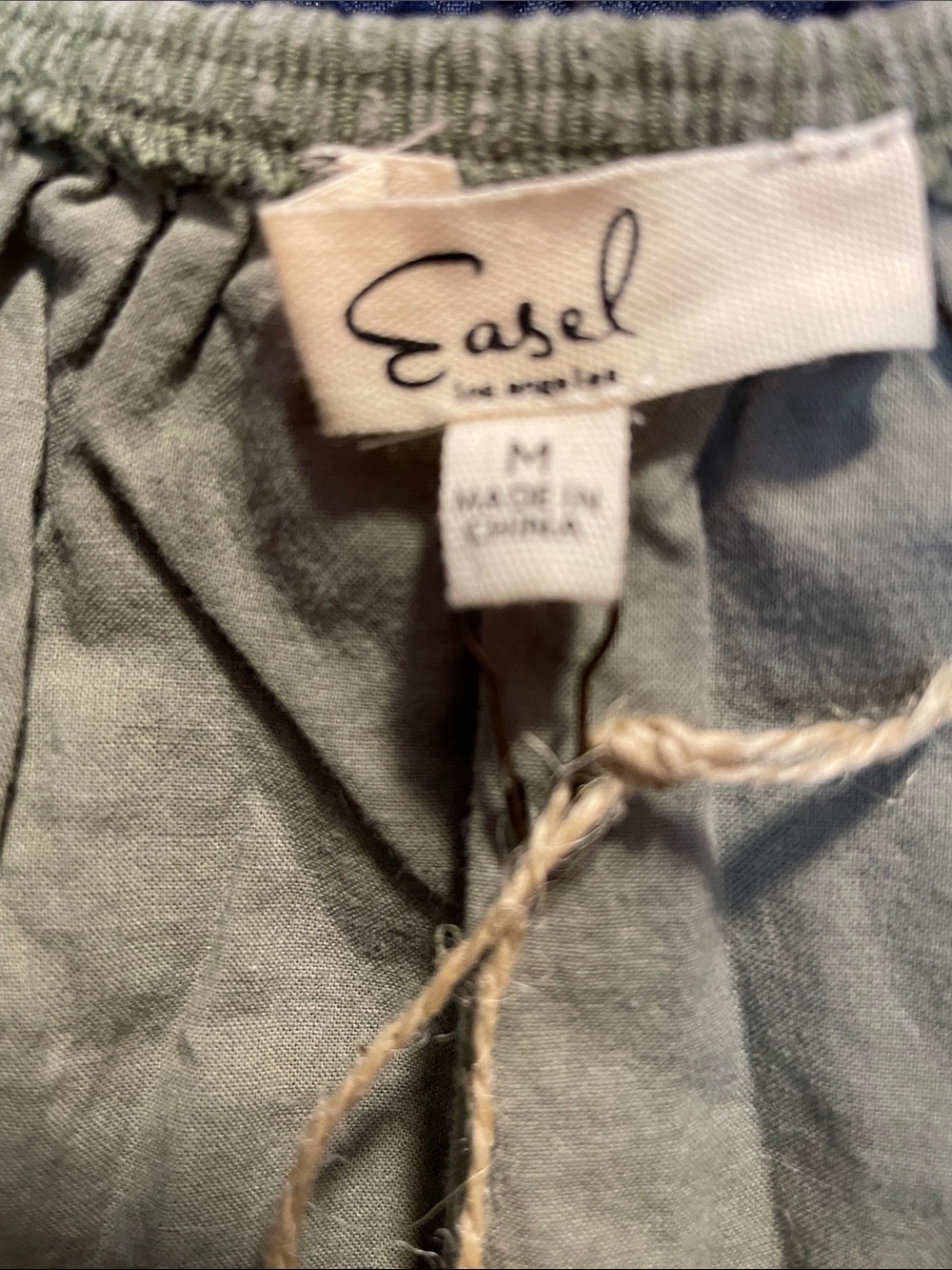 Striped Sage Smocked-Hem Peasant Crop Top - Picture 2 of 11